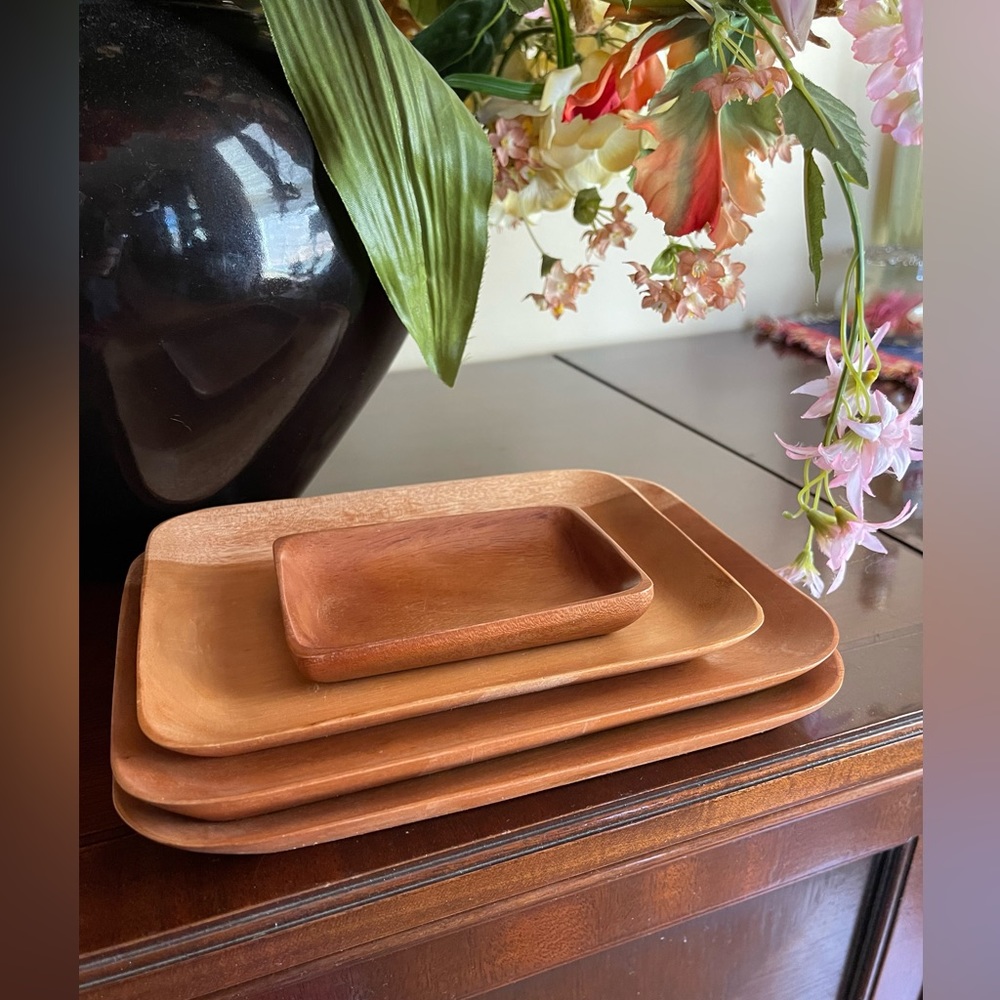 Set 4 Wood dishes Food Serve Food Design food Size 9"/9"/8"/4.5" Sushi
Japan